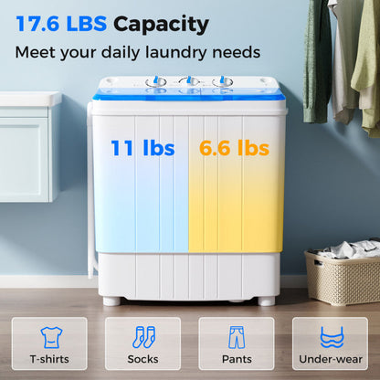 Costway 17" Portable Automatic Laundry Washing Machine with Drain Pump