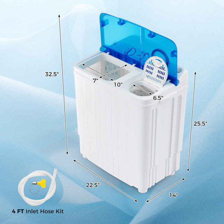 Costway 17" Portable Automatic Laundry Washing Machine with Drain Pump