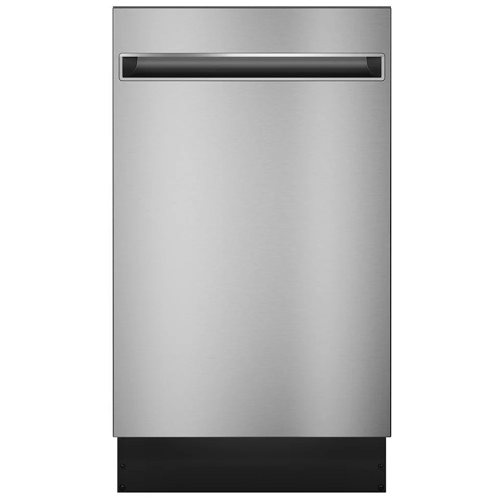 Haier QDT125SSLSS 18" Dishwasher ADA compliant 47 dB Decibel Level, Fully Integrated, Stainless Interior, 3 Wash Cycles, 8 Capacity Place Settings, Hard Food Disposal, 2 Loading Racks, Wifi Enabled, Stainless Steel colour