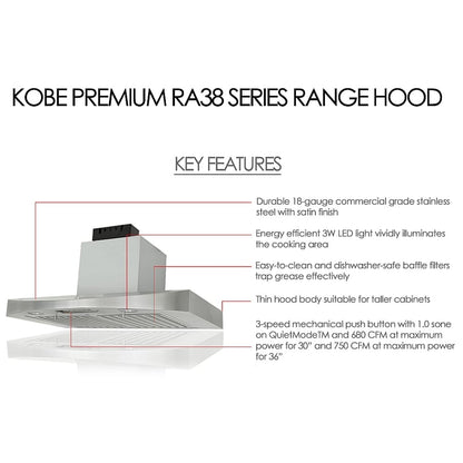 Kobe RA3830SQB-1 Range Hood