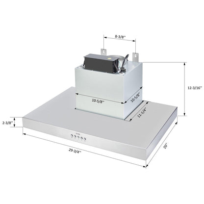 Kobe RAX2130SQB-2 Range Hood, 30 inch Exterior Width, Under-Cabinet, 3, 600 CFM