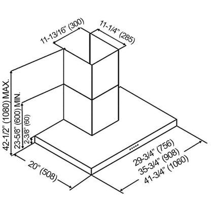 Kobe RAX2136SQB-WM-2 Range Hood, 36 inch Exterior Width, Chimney, 3, 600 CFM