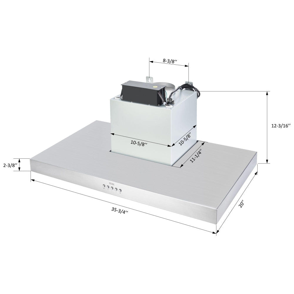 Kobe RAX2142SQB-2 Range Hood, 42 inch Exterior Width, Under-Cabinet, 3, 600 CFM, 1.0, LED, Dishwasher Safe Filters, 3, Stainless Steel colour