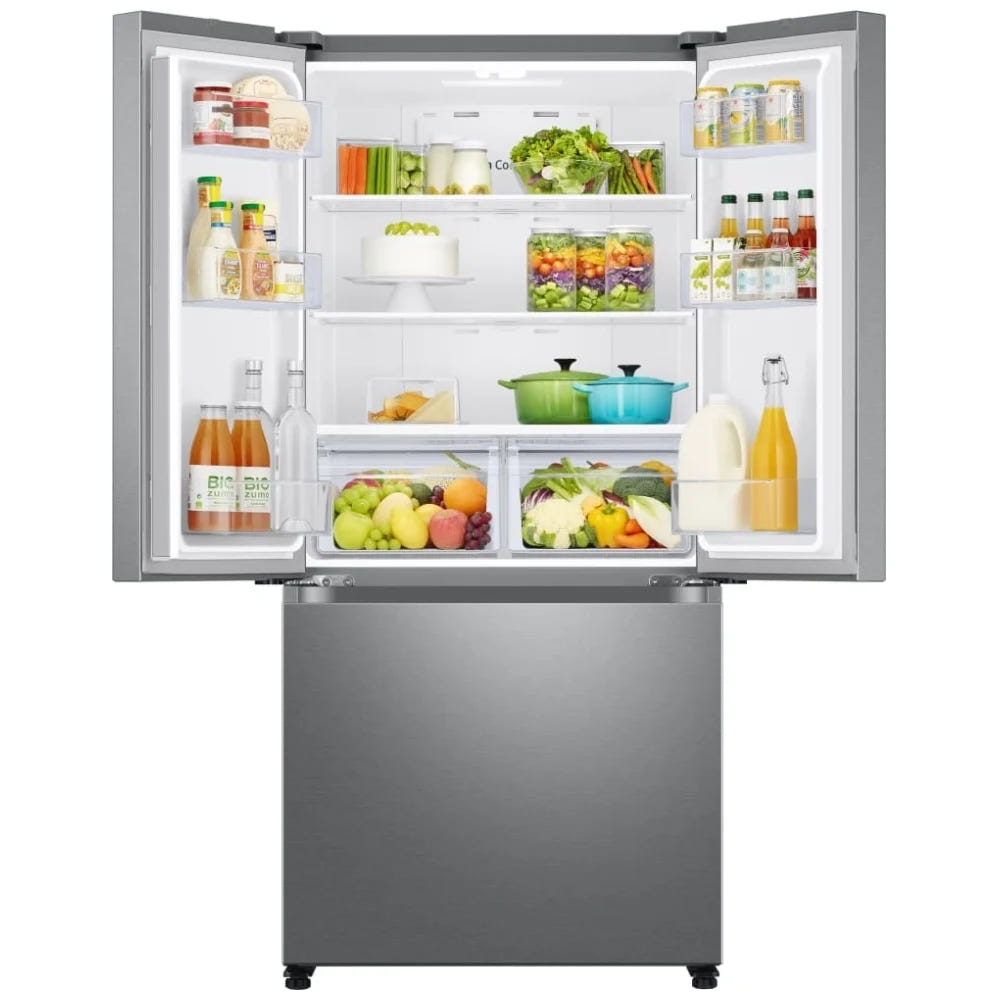 Samsung RF18A5101SR - RF18A5101SR/AA French Door Refrigerator, 33 inch Width, ENERGY STAR Certified, 18 cu. ft. Capacity, Counter Depth, Ice Dispenser (Freezer Located), Stainless Steel colour