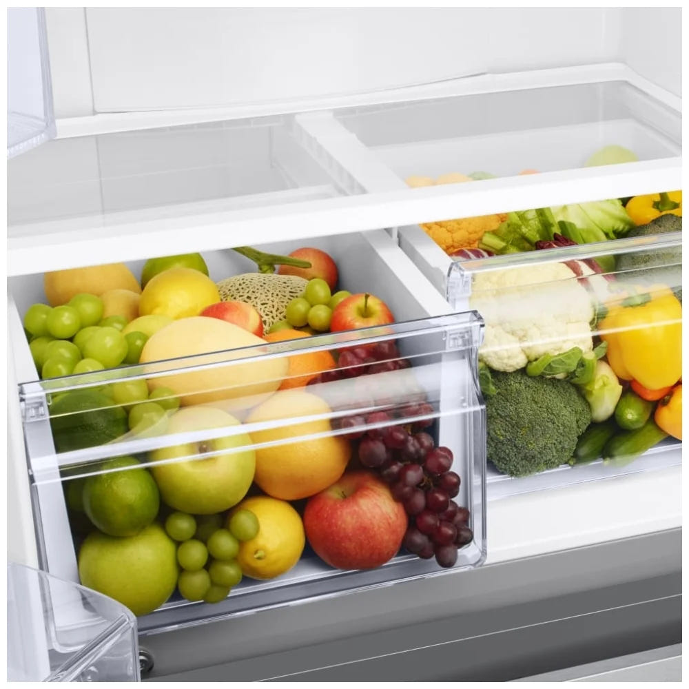 Samsung RF18A5101SR - RF18A5101SR/AA French Door Refrigerator, 33 inch Width, ENERGY STAR Certified, 18 cu. ft. Capacity, Counter Depth, Ice Dispenser (Freezer Located), Stainless Steel colour