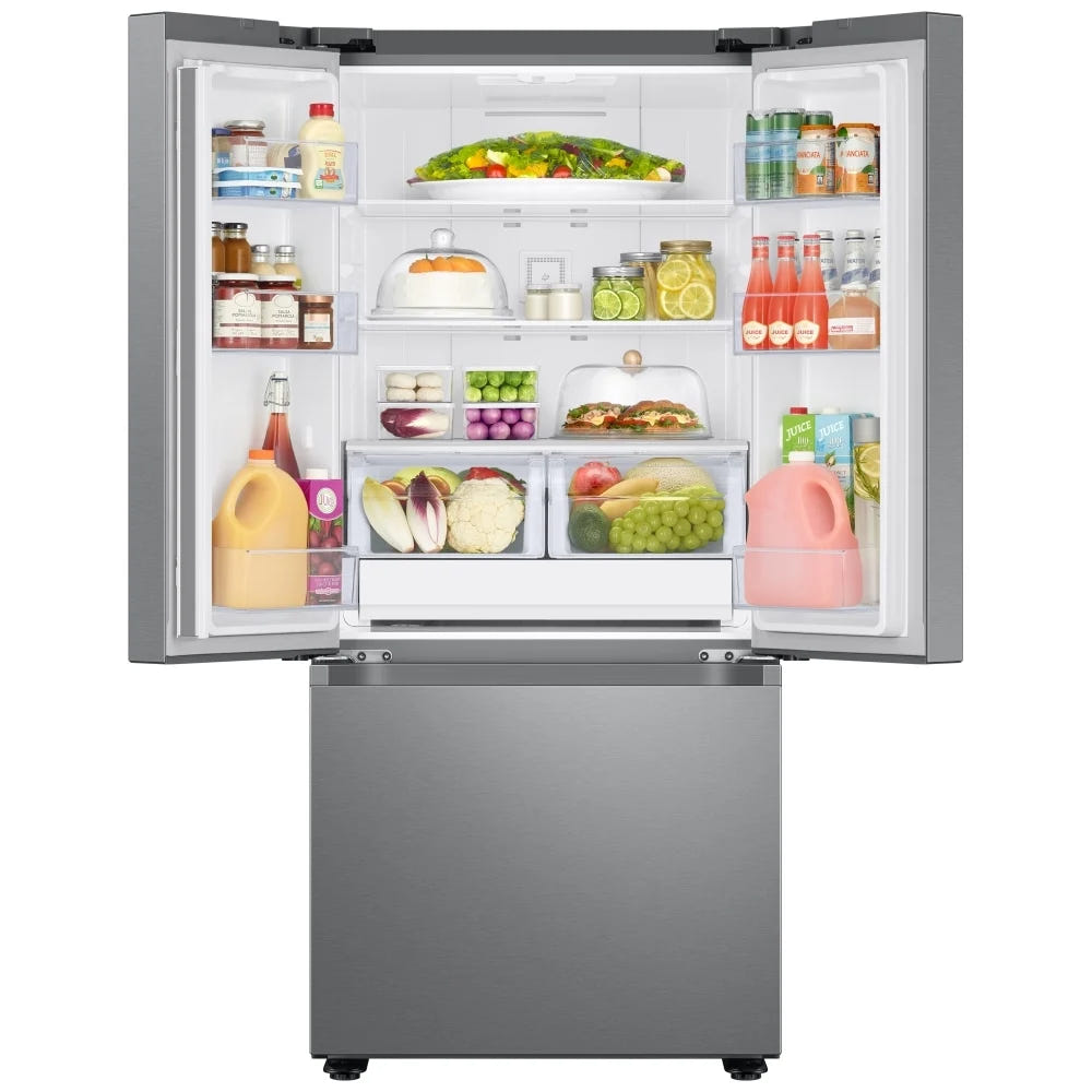 Samsung RF22A4111SR - RF22A4111SR/AA French Door Refrigerator, 30 inch Width, ENERGY STAR Certified, 21.8 cu. ft. Capacity, Ice Dispenser (Freezer Located), Stainless Steel colour Digital Inverter Compressor, All-Around Cooling, Power Cool / Power Freeze