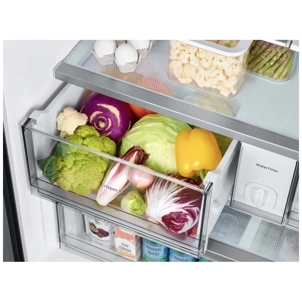 Samsung Bespoke RF24BB6200QLAA Bottom Freezer Counter Depth French Door Refrigerator, 36 inch Width, ENERGY STAR Certified, 23.9 cu. ft. Capacity, Counter Depth, Water Dispenser (Interior), Ice Dispenser (Freezer Located), Stainless Steel colour