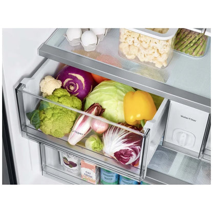 Samsung Bespoke RF24BB6200QLAA Bottom Freezer Counter Depth French Door Refrigerator, 36 inch Width, ENERGY STAR Certified, 23.9 cu. ft. Capacity, Counter Depth, Water Dispenser (Interior), Ice Dispenser (Freezer Located), Stainless Steel colour