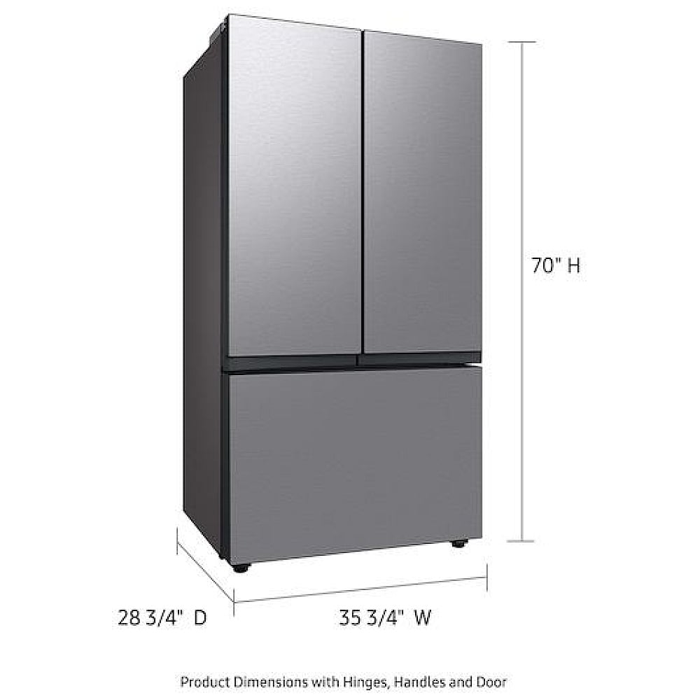 Samsung Bespoke RF24BB6600QLAA Counter Depth French Door Refrigerator, 36 inch Width, ENERGY STAR Certified, 23.9 cu. ft. Capacity, Counter Depth, Water Dispenser (Interior), Ice Dispenser (Freezer Located)