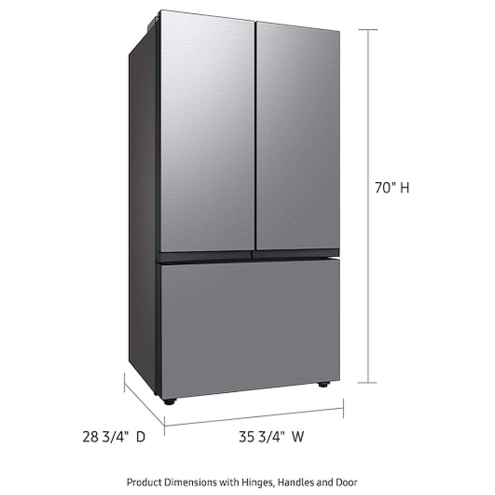 Samsung Bespoke RF24BB6600QLAA Counter Depth French Door Refrigerator, 36 inch Width, ENERGY STAR Certified, 23.9 cu. ft. Capacity, Counter Depth, Water Dispenser (Interior), Ice Dispenser (Freezer Located)