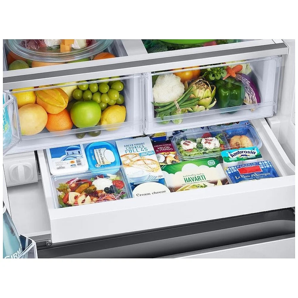 Samsung RF25C5551SR - RF25C5551SR/AA French Door Refrigerator, 33 inch Width, ENERGY STAR Certified, 24.5 cu. ft. Capacity, Water Dispenser (Interior), Ice Dispenser (Freezer Located), Stainless Steel colour