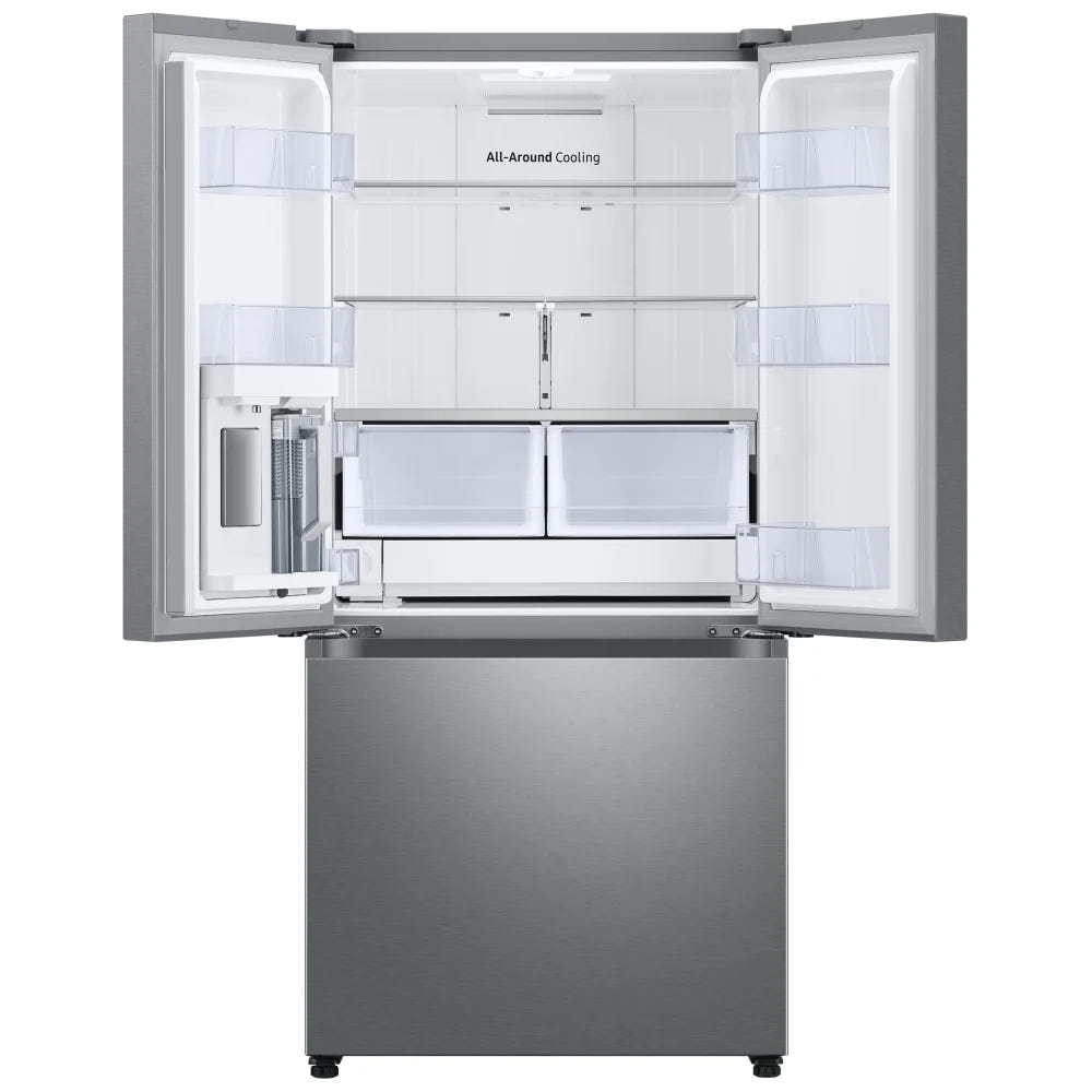 Samsung RF25C5551SR - RF25C5551SR/AA French Door Refrigerator, 33 inch Width, ENERGY STAR Certified, 24.5 cu. ft. Capacity, Water Dispenser (Interior), Ice Dispenser (Freezer Located), Stainless Steel colour