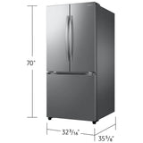 Samsung RF25C5A01SRAA French Door Refrigerator, 33 inch Width, 24.5 cu. ft. Capacity, Ice Dispenser (Freezer Located), ENERGY STAR Certified, Silver colour, SpaceMax™
