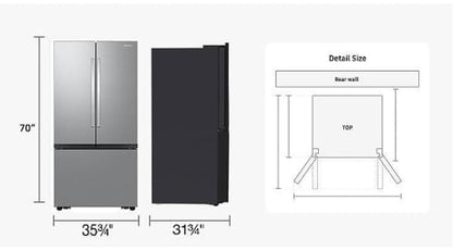 Samsung RF27CG5100SRAA Counter Depth French Door Refrigerator, 36 inch Width, ENERGY STAR Certified, 27 cu. ft. Capacity, Counter Depth, Ice Dispenser (Freezer Located), Stainless Steel colour