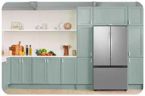 Samsung RF27CG5100SRAA Counter Depth French Door Refrigerator, 36 inch Width, ENERGY STAR Certified, 27 cu. ft. Capacity, Counter Depth, Ice Dispenser (Freezer Located), Stainless Steel colour