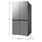 Samsung Bespoke RF29DB9600QLAA French Door Refrigerator, 36 inch Width, 29 cu. ft. Capacity, Custom Panel Ready, Water Dispenser (Interior), Ice Dispenser (Freezer Located), ENERGY STAR Certified, Stainless Steel colour