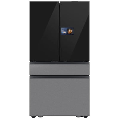 Samsung Bespoke RF90F29BECRAA French Door Refrigerator, 36 inch Width, ENERGY STAR Certified, 29 cu. ft. Capacity, Custom Panel Ready, Water Dispenser (Interior), Ice Dispenser (Freezer Located), Stainless steel colour AI Home in Charcoal Glass Top