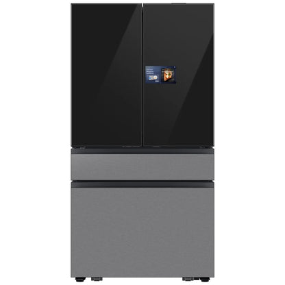 Samsung Bespoke RF90F29BECRAA French Door Refrigerator, 36 inch Width, ENERGY STAR Certified, 29 cu. ft. Capacity, Custom Panel Ready, Water Dispenser (Interior), Ice Dispenser (Freezer Located), Stainless steel colour AI Home in Charcoal Glass Top