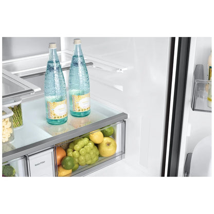 Samsung Bespoke RF90F29BECRAA French Door Refrigerator, 36 inch Width, ENERGY STAR Certified, 29 cu. ft. Capacity, Custom Panel Ready, Water Dispenser (Interior), Ice Dispenser (Freezer Located), Stainless steel colour AI Home in Charcoal Glass Top