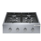 Bosch 800 Series 30" Gas Rangetop, 4 Burners, Stainless Steel, Canada (front view)