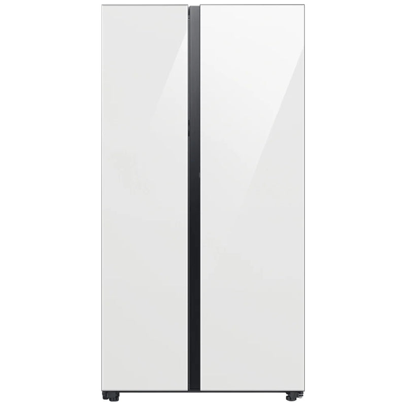 Samsung Bespoke RS23CB760012AA Side by Side Refrigerator, 36 inch Width, Counter Depth, Ice Dispenser (Freezer Located), Water Dispenser (Interior), 22.6 cu. ft. Capacity, ENERGY STAR Certified, White Glass colour