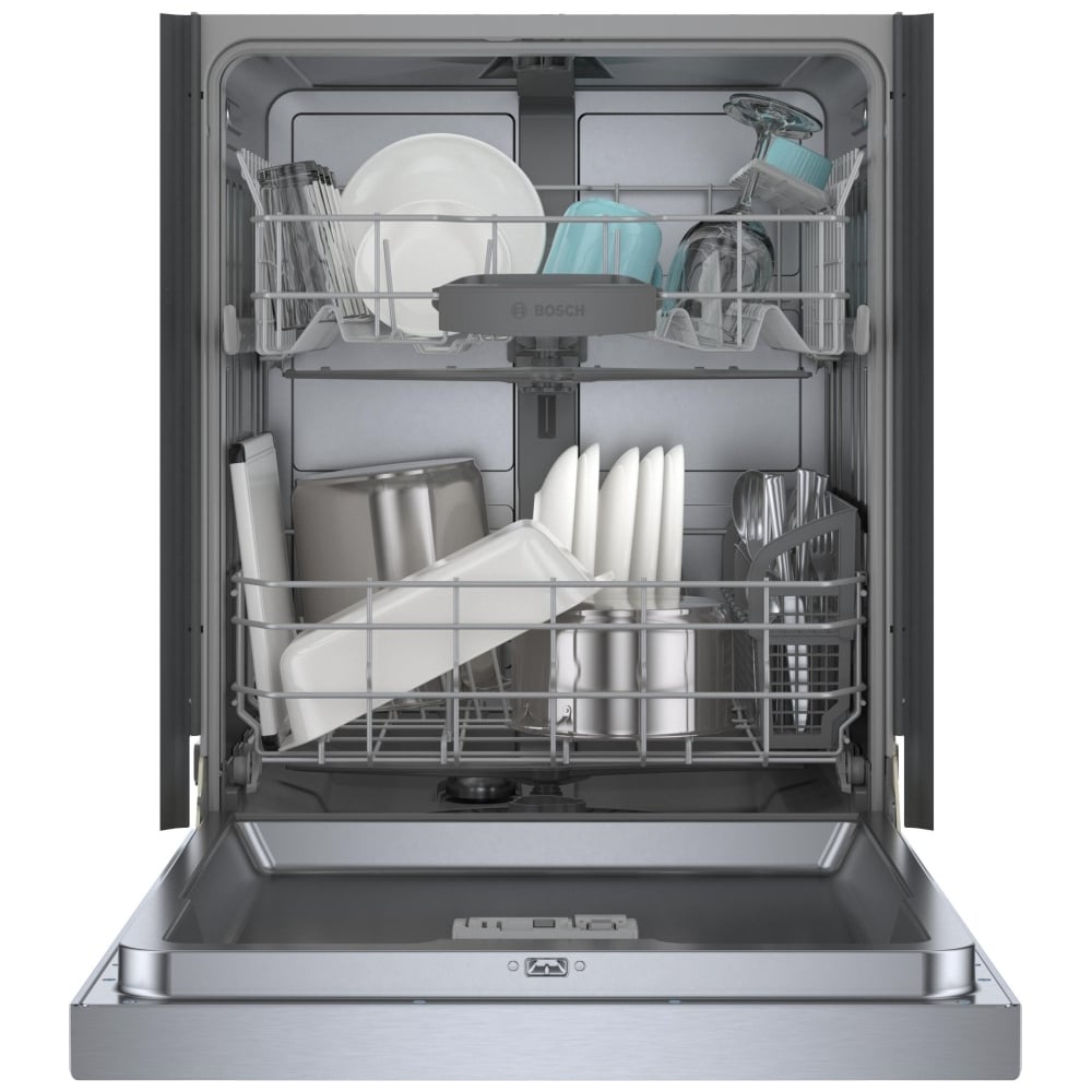Bosch 100 Series Dishwasher, 24" Brushed Steel Anti-Fingerprint SHE3AEE5N