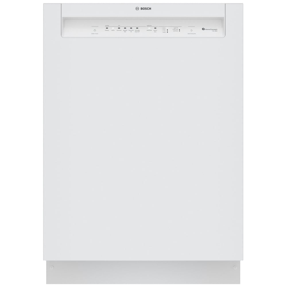 Bosch 100 Series SHE3AEM2N Dishwasher, 24 inch Exterior Width, 50 dB Decibel Level, Full Console, Stainless Interior, 8 Wash Cycles, 14 Capacity (Place Settings), 2 Loading Racks, Wifi Enabled, White colour