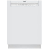 Bosch 100 Series SHE3AEM2N Dishwasher, 24 inch Exterior Width, 50 dB Decibel Level, Full Console, Stainless Interior, 8 Wash Cycles, 14 Capacity (Place Settings), 2 Loading Racks, Wifi Enabled, White colour