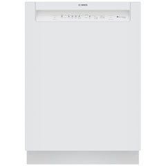 Bosch 100 Series SHE3AEM2N Dishwasher, 24 inch Exterior Width, 50 dB Decibel Level, Full Console, Stainless Interior, 8 Wash Cycles, 14 Capacity (Place Settings), 2 Loading Racks, Wifi Enabled, White colour
