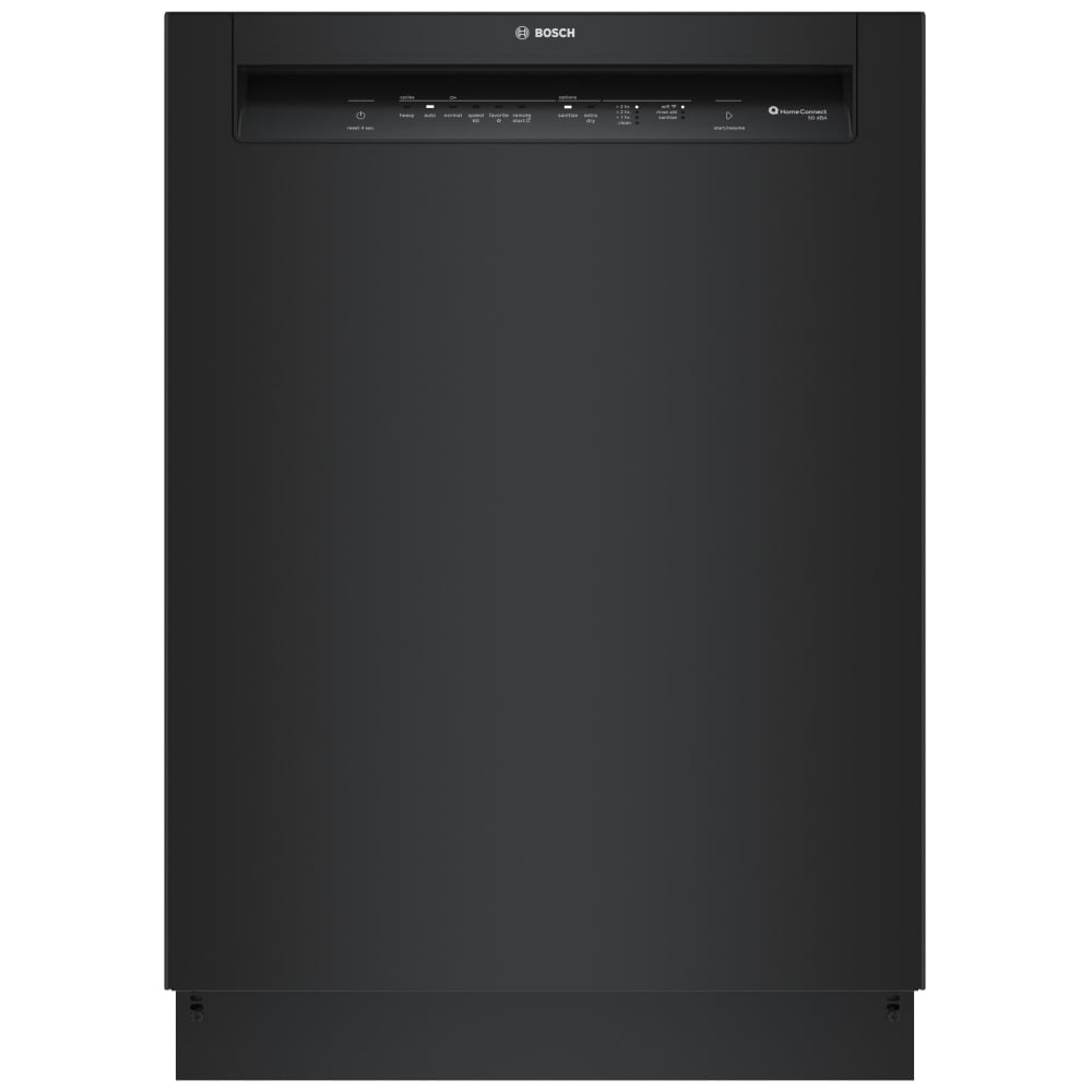 Bosch 100 Series SHE3AEM6N Dishwasher, 24 inch Exterior Width, 50 dB Decibel Level, Full Console, Stainless Interior, 8 Wash Cycles, 14 Capacity (Place Settings), 2 Loading Racks, Wifi Enabled, Black colour