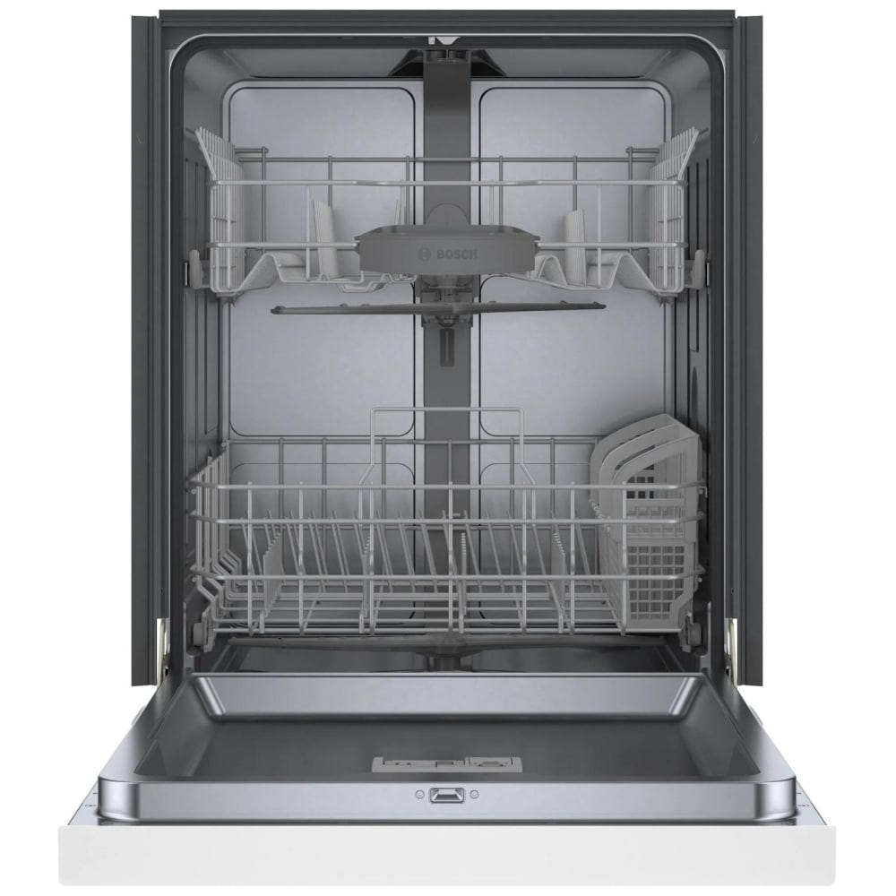 Bosch 100 Series SHE41CM2N Dishwasher, 24 inch Exterior Width, 48 dB Decibel Level, Full Console, Stainless Steel (Interior), 8 Wash Cycles, 12 Capacity (Place Settings), Wifi Enabled, White colour