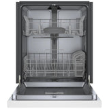 Bosch 100 Series SHE41CM2N Dishwasher, 24 inch Exterior Width, 48 dB Decibel Level, Full Console, Stainless Interior, 8 Wash Cycles, 12 Capacity (Place Settings), 2 Loading Racks, Wifi Enabled, White colour