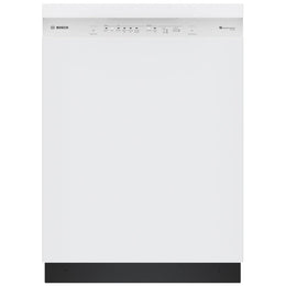 Bosch 100 Series SHE41CM2N Dishwasher, 24 inch Exterior Width, 48 dB Decibel Level, Full Console, Stainless Interior, 8 Wash Cycles, 12 Capacity (Place Settings), 2 Loading Racks, Wifi Enabled, White colour