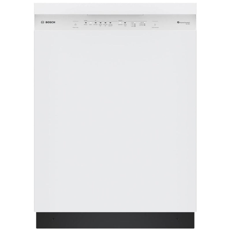 Bosch 100 Series SHE41CM2N Dishwasher, 24 inch Exterior Width, 48 dB Decibel Level, Full Console, Stainless Interior, 8 Wash Cycles, 12 Capacity (Place Settings), 2 Loading Racks, Wifi Enabled, White colour
