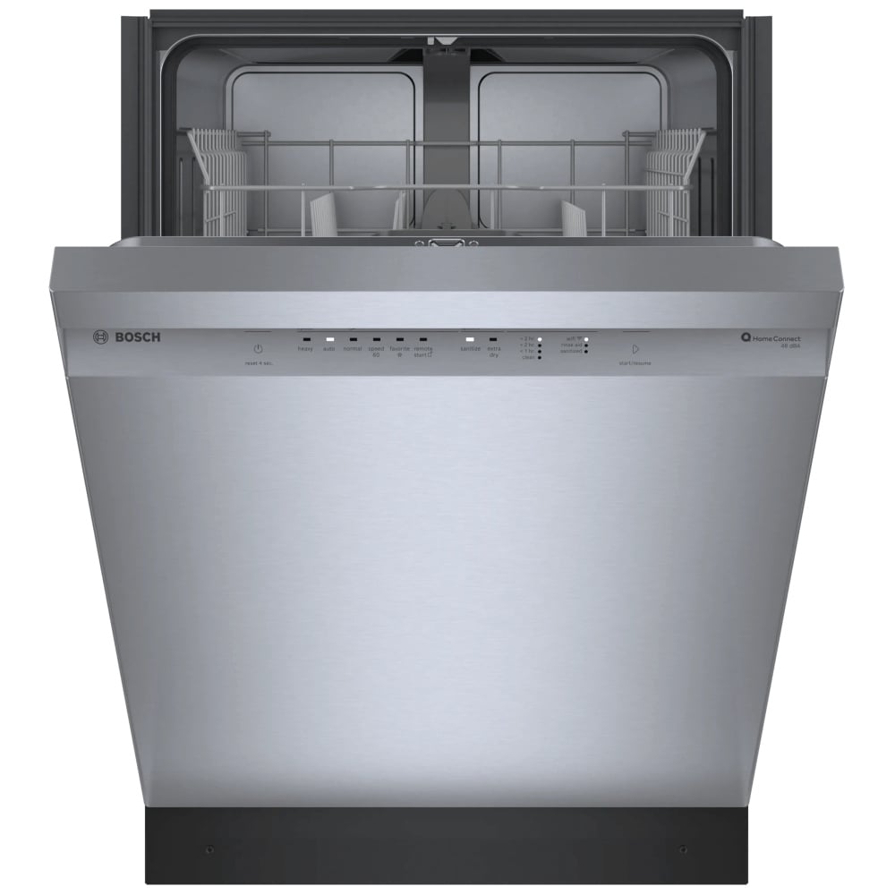 Bosch SHE41CM5N Dishwasher, 24 inch Exterior Width, 48 dB Decibel Level, Full Console, Stainless Steel (Interior), 8 Wash Cycles, 12 Capacity (Place Settings)