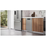 Bosch 100 Series SHE41D75UC Dishwasher, 24 inch Exterior Width, 48 dB Decibel Level, Full Console, Stainless Interior, 5 Wash Cycles, 13 Capacity (Place Settings), 2 Loading Racks, Wifi Enabled, Stainless Steel colour