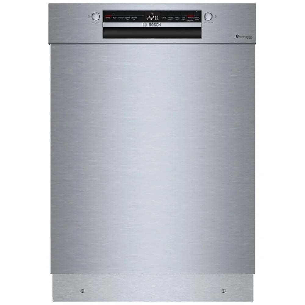 Bosch 100 Series SHE41D75UC Dishwasher, 24 inch Exterior Width, 48 dB Decibel Level, Full Console, Stainless Interior, 5 Wash Cycles, 13 Capacity (Place Settings), 2 Loading Racks, Wifi Enabled, Stainless Steel colour