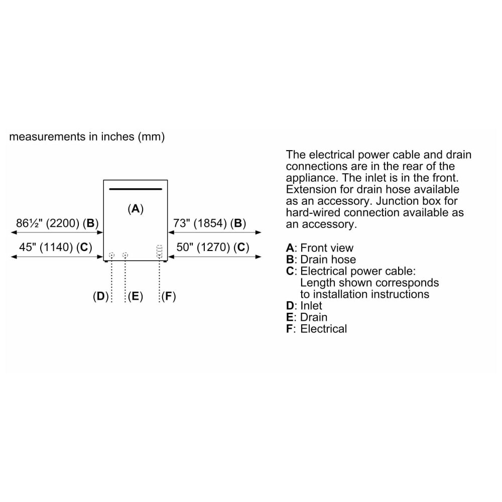 Bosch 100 Series 24" Dishwasher, SHE5AE75N, Brushed Steel Anti-Fingerprint, WiFi Enabled