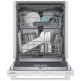 Bosch 100 Series SHX5AEM2N Dishwasher, 24 inch Exterior Width, 46 dB Decibel Level, Fully Integrated, Stainless Interior, 5 Wash Cycles, 15 Capacity (Place Settings), 3 Loading Racks, Wifi Enabled, White colour