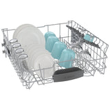 Bosch 100 Series SHX5AEM2N Dishwasher, 24 inch Exterior Width, 46 dB Decibel Level, Fully Integrated, Stainless Interior, 5 Wash Cycles, 15 Capacity (Place Settings), 3 Loading Racks, Wifi Enabled, White colour