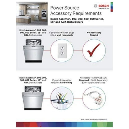 Bosch 100 Series SHX5AEM2N Dishwasher, 24 inch Exterior Width, Fully Integrated, Stainless Steel (Interior), 5 Wash Cycles, 15 Capacity (Place Settings)