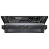 Bosch 100 Series SHX5AEM4N Dishwasher, 24 inch Exterior Width, 46 dB Decibel Level, Fully Integrated, Stainless Interior, 5 Wash Cycles, 15 Capacity (Place Settings), 3 Loading Racks, Wifi Enabled, Black Stainless Steel colour