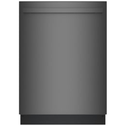 Bosch 100 Series SHX5AEM4N Dishwasher, 24 inch Exterior Width, 46 dB Decibel Level, Fully Integrated, Stainless Interior, 5 Wash Cycles, 15 Capacity (Place Settings), 3 Loading Racks, Wifi Enabled, Black Stainless Steel colour