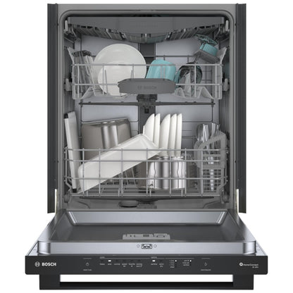 Bosch 100 Series SHX5AEM6N Dishwasher, 24" Built-In Dishwasher, WiFi Enabled, Black