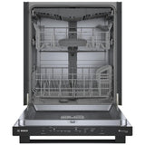 Bosch 100 Series SHX5AEM6N Dishwasher, 24 inch Exterior Width, 46 dB Decibel Level, Fully Integrated, Stainless Interior, 5 Wash Cycles, 15 Capacity (Place Settings), 3 Loading Racks, Wifi Enabled, Black colour