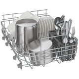 Bosch 300 Series SPE53C55UC Dishwasher, 18 inch Exterior Width, 46 dB Decibel Level, Full Console, Stainless Interior, 5 Wash Cycles, 10 Capacity (Place Settings), 3 Loading Racks, Wifi Enabled, Stainless Steel colour