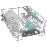 Bosch 300 Series SPE53C55UC Dishwasher, 18 inch Exterior Width, 46 dB Decibel Level, Full Console, Stainless Interior, 5 Wash Cycles, 10 Capacity (Place Settings), 3 Loading Racks, Wifi Enabled, Stainless Steel colour