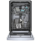 Bosch 300 Series SPE53C55UC Dishwasher, 18 inch Exterior Width, 46 dB Decibel Level, Full Console, Stainless Interior, 5 Wash Cycles, 10 Capacity (Place Settings), 3 Loading Racks, Wifi Enabled, Stainless Steel colour