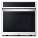 LG 4.7 cu. ft. Smart Single Wall Oven with InstaView, True Convection, Air Fry, and Steam Sous Vide WSEP4727F front view (light off)