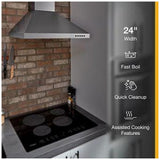 Whirlpool UCIG245KBL Induction Cooktop, 24 inch Exterior Width, 4 Burners, 3,000 W Highest Element, Black colour